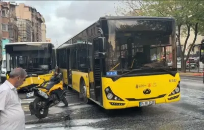 Şişhane’de İETT Otobüsleri Çarpıştı: Yola Dökülen Yağ Sürücülere Zor Anlar Yaşattı
