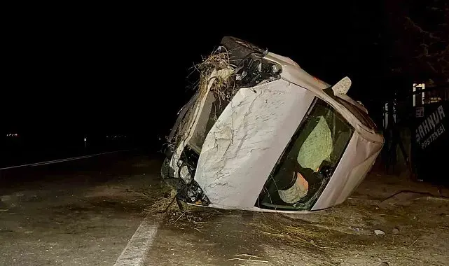 Otomobilin çiftlik duvarına çarpıp devrildigi kazada sürücü yaralandı