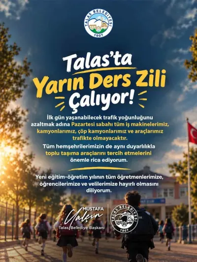 Talas'ta Okulların Açıldığı İlk Gün İçin Önemli Trafik Tedbiri