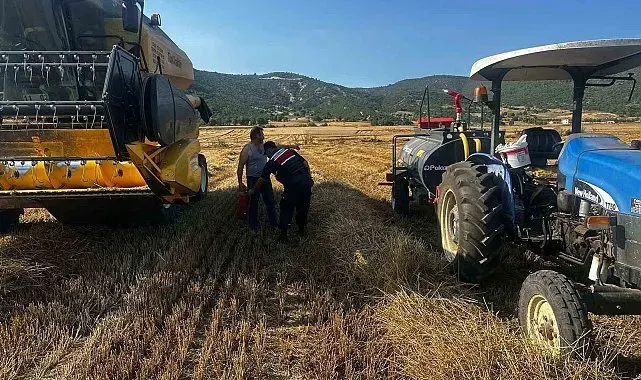 Bilecik'te biçerdöver operatörlerine yangın eğitimi
