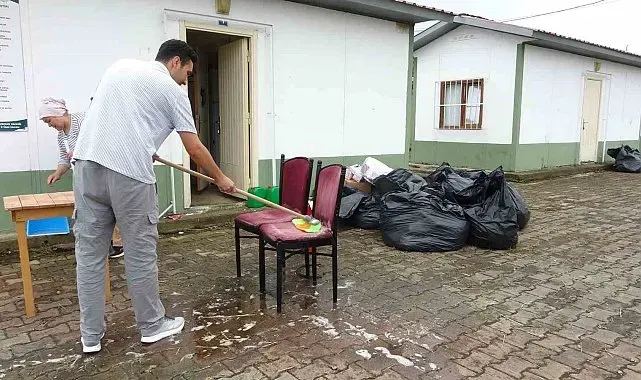 Mevsimlik fındık işçilerinin kalacağı geçici konaklama merkezinde hazırlıklar başladı