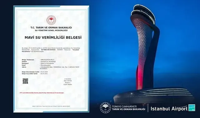 İstanbul Havalimanı, Türkiye'de "Mavi Su Verimliliği Belgesi"ne hak kazanan ilk havalimanı oldu