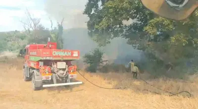 Edirne Subaşı Beldesinde Ağaçlık Alanda Yangın Çıktı