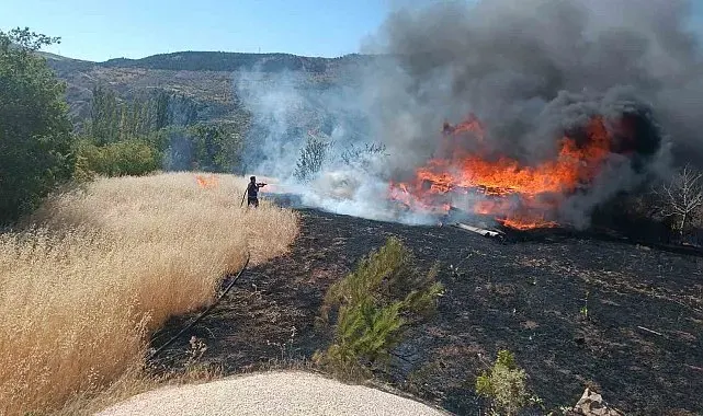 Gölbaşı'nda çıkan örtü yangını kontrol altına alındı