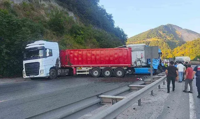 Bilecik'te aynı istikamette seyreden 2 tır çarpıştı, 1 kişi yaralandı