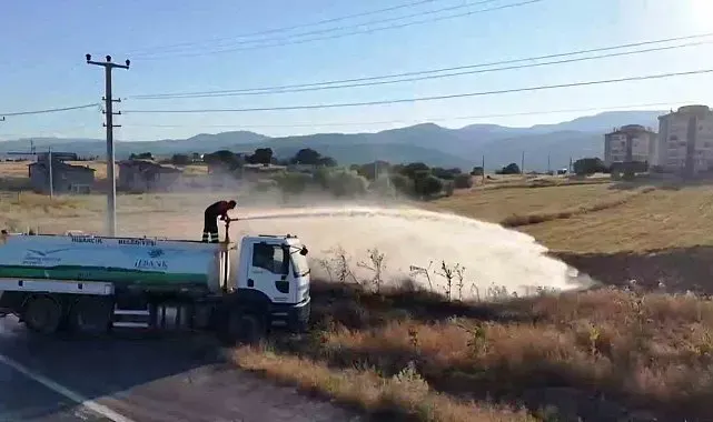 Emet'te arazi yangını korkuttu: Bir itfaiye eri dumandan etkilendi