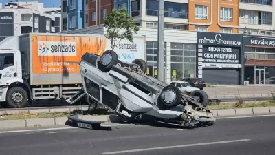 Kayseri'de Takla Atan Otomobilden Sürücü Mucize Eseri Sağ Kurtuldu