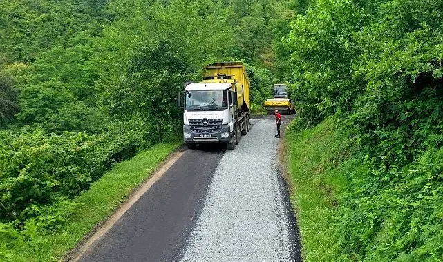 Ordu'nun kırsalında asfalt çalışmaları