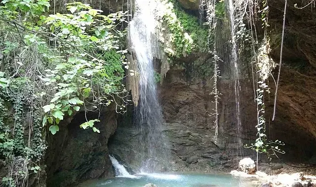 Ormana gizlenen şelale, bu sene coşkulu akıyor