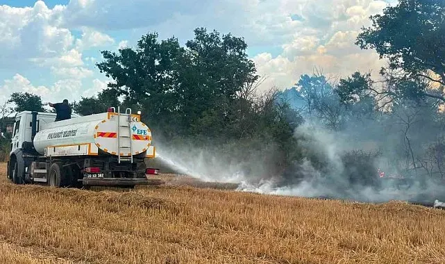 Pehlivanköy'de anız yangını söndürüldü