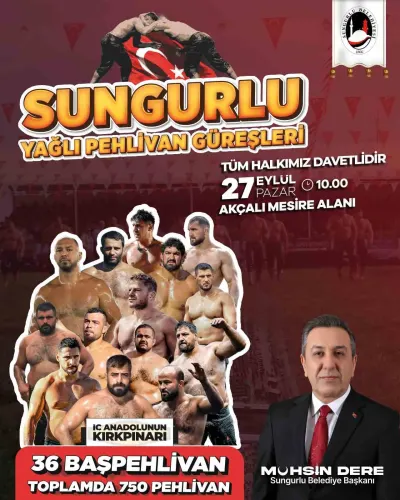 Sungurlu Yağlı Güreşleri'nde 36 Başpehlivan Er Meydanına Çıkacak
