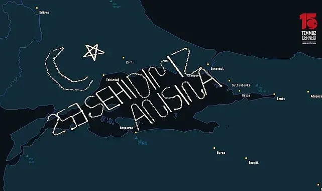 15 Temmuz şehitleri anısına İHA'lardan 253 kilometrelik rotada ay-yıldızlı radar izi