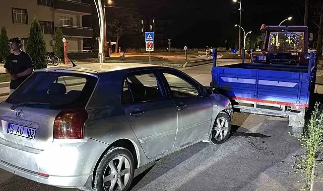 Bolu'da kontrolden çıkan otomobil römorka çarptı
