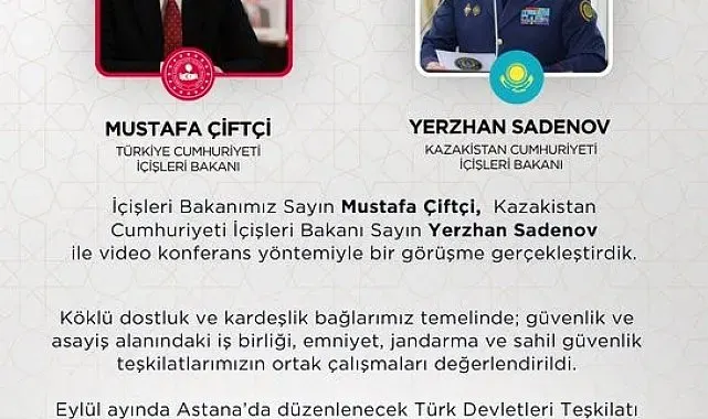 Bakan Çiftçi, Kazakistanlı mevkidaşı ile video konferansla görüştü