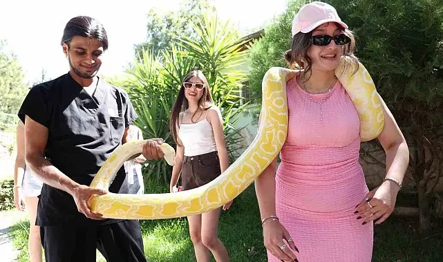 Antalya Doğal Yaşam Parkı'nda 5 farklı türe ait 28 yılan ilgi odağı oldu