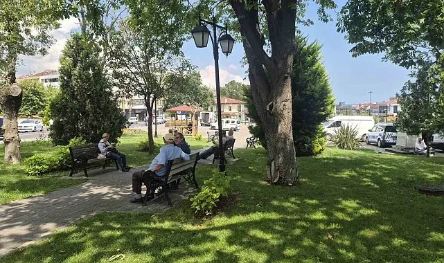 Tekirdağ'da sıcaktan bunalanlar gölgelik alanlara sığındı