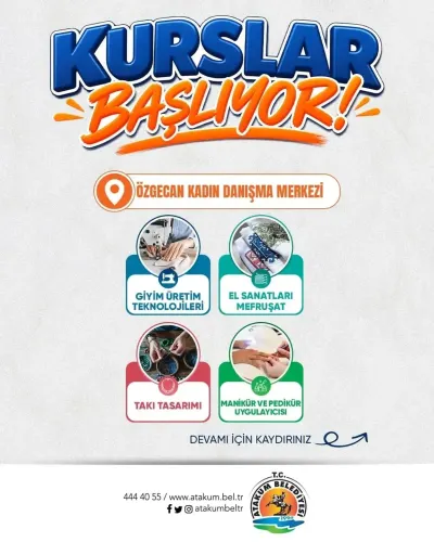 Atakum'da Ücretsiz Kurs Dönemi Başladı: Başvurular İçin Son Tarih 25 Eylül