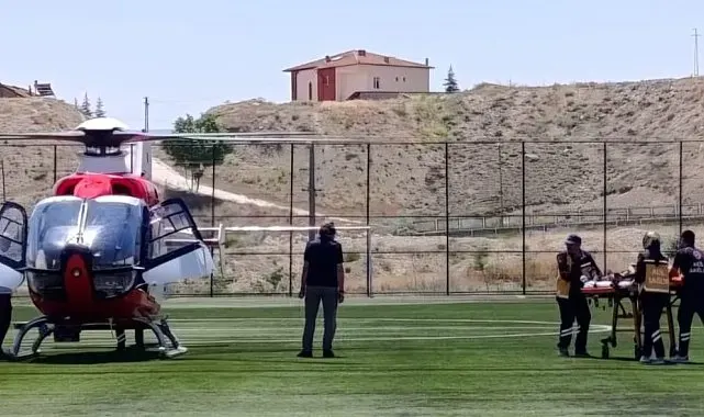 Darende'de evde düşen 98 yaşındaki kadın hava ambulansıyla Malatya'ya sevk edildi