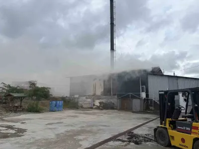 Kastamonu'da Süt Fabrikasının Talaş Silosunda Çıkan Yangın Söndürüldü