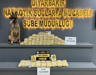 Diyarbakır'da Uyuşturucu Operasyonu: 56 Kilogram Esrar Ele Geçirildi ve 2 Şüpheli Gözaltına Alındı