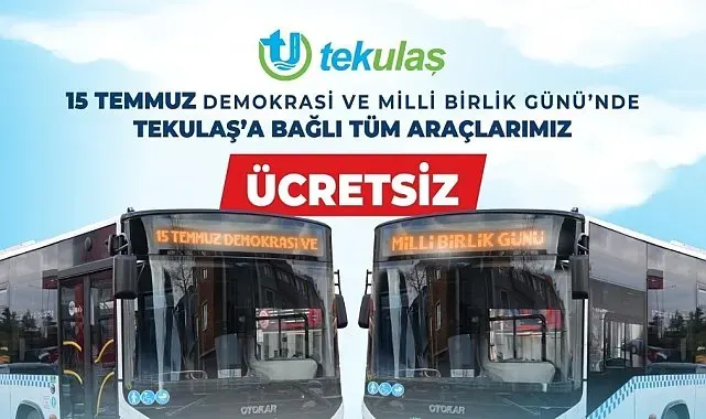 Tekirdağ'da 15 Temmuz'da ulaşım ücretsiz