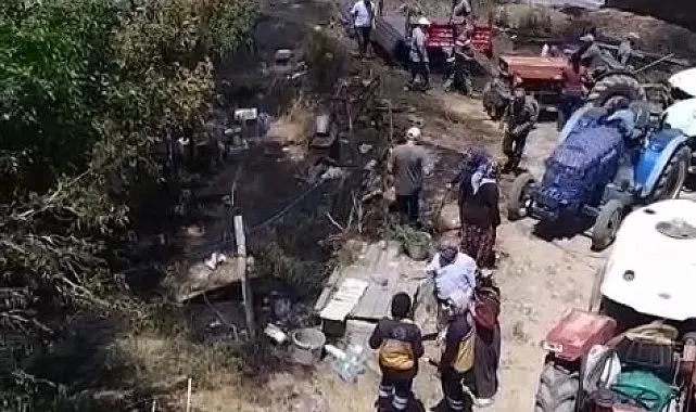 Evin avlusunda çıkan yangın büyümeden söndürüldü