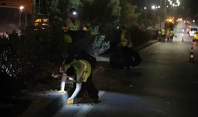 150 kişilik ekiple Emin Anter Bulvarı'nda gece mesaisi