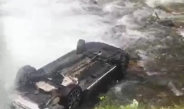Uzungöl'de araç şelaleye uçtu: 1 yaralı