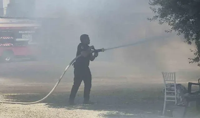 Bodrum'da personel lojmanında yangın