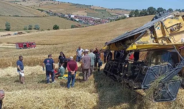 Samsun'da biçerdöver devrildi: 1 yaralı