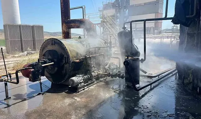 Asfalt üretim tesisinde korkutan yangın