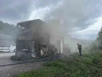 Samsun'da Seyir Halindeki Yolcu Otobüsünde Korkutan Yangın