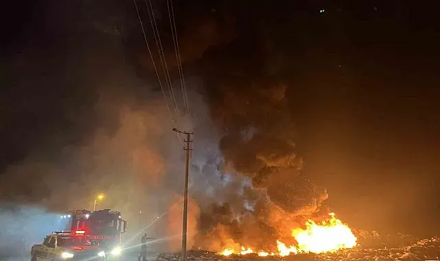 Tekirdağ'da atık döküm alanında yangın: Alevler geceyi aydınlattı