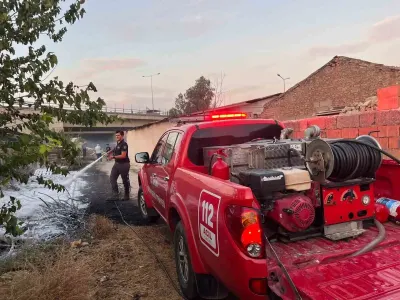 Aydın Efeler'de Yerleşim Yerine Yakın Otluk Alanda Çıkan Yangın Korkuttu