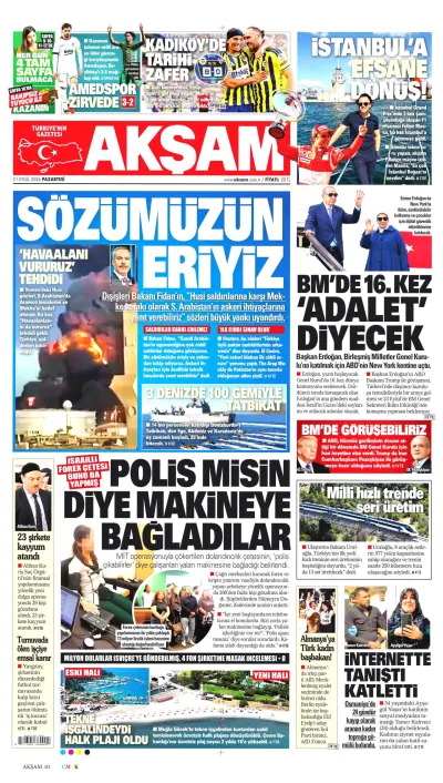 Akşam manşeti