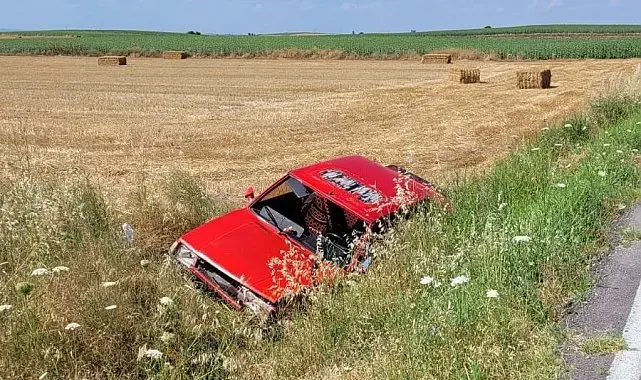 Şarampole uçan otomobilin sürücüsü yaralandı