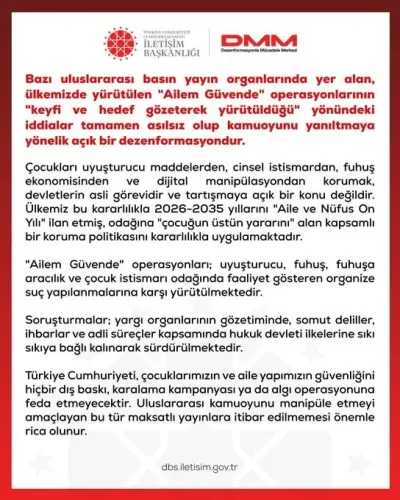 DMM’den ‘Ailem Güvende’ Operasyonları İddialarına Sert Yalanlama