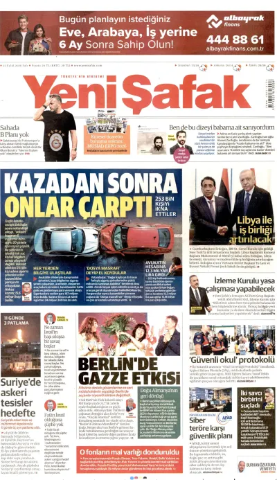 Yeni Şafak manşeti