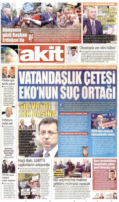 Yeni Akit manşeti