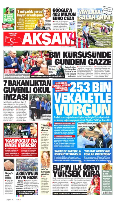 Akşam manşeti