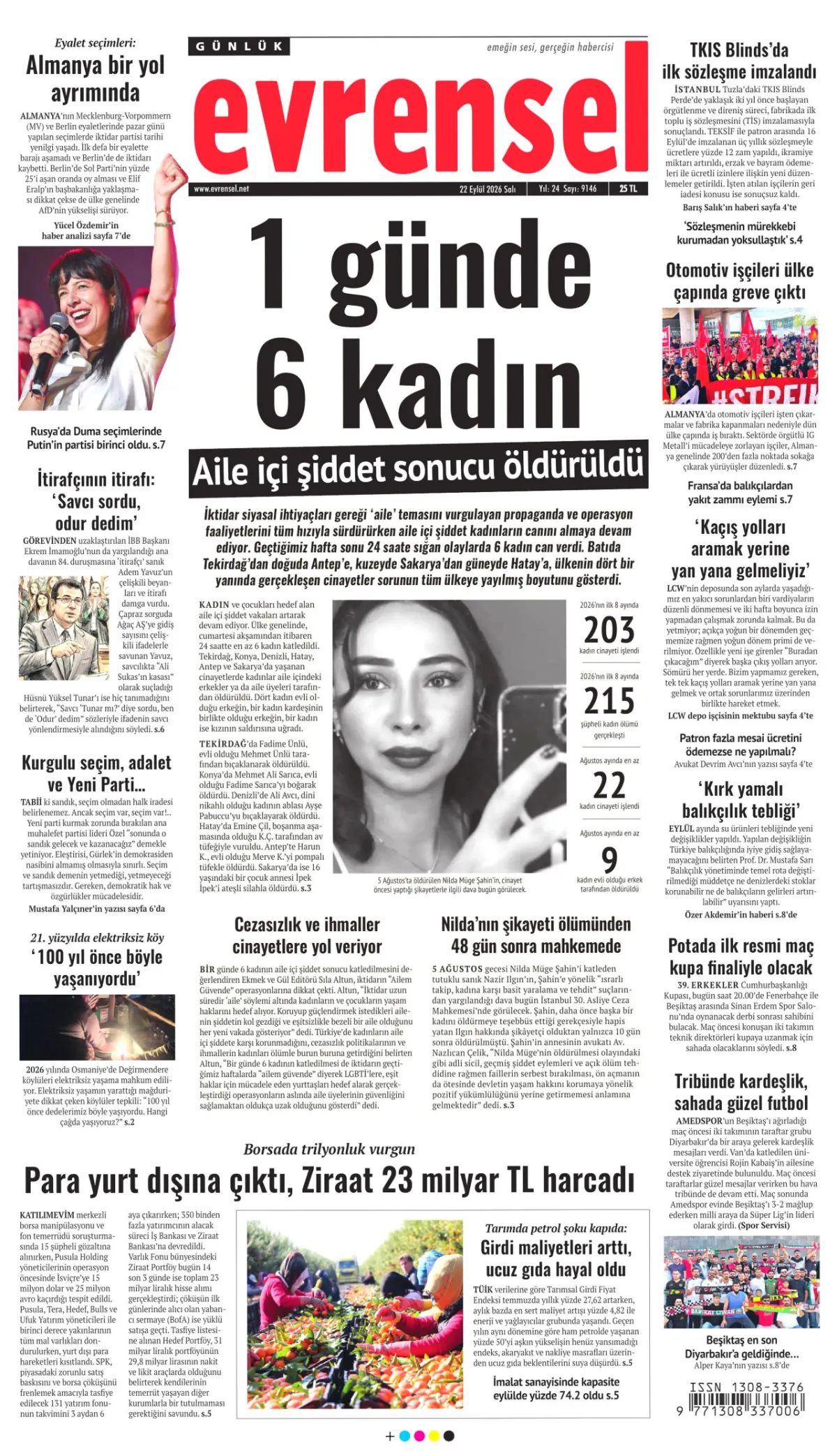 Evrensel birinci sayfa manşeti (23 Eylül 2026)