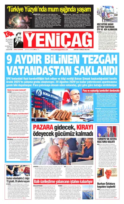 Yeniçağ manşeti