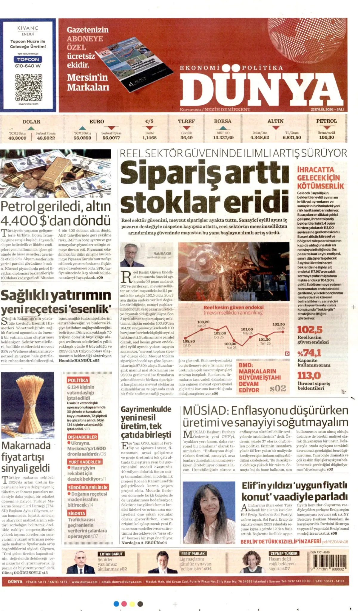 Dünya birinci sayfa manşeti (23 Eylül 2026)