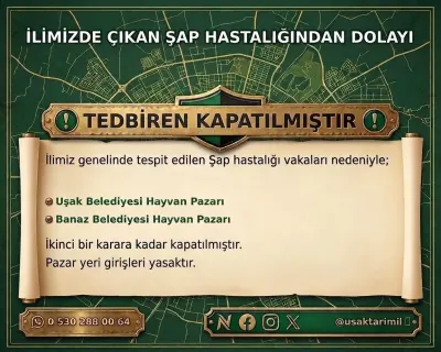 Uşak'ta Şap Hastalığı Nedeniyle Hayvan Pazarları Kapatıldı