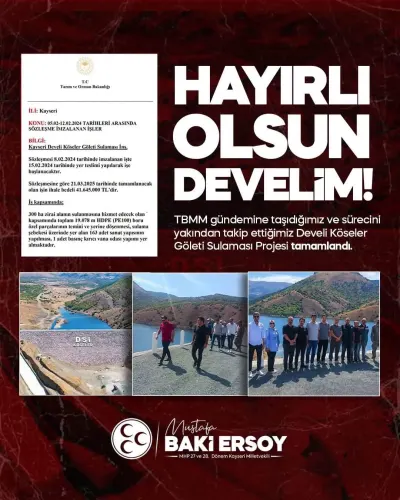 MHP'li Baki Ersoy'dan Develi'ye Sulama Projesi Müjdesi