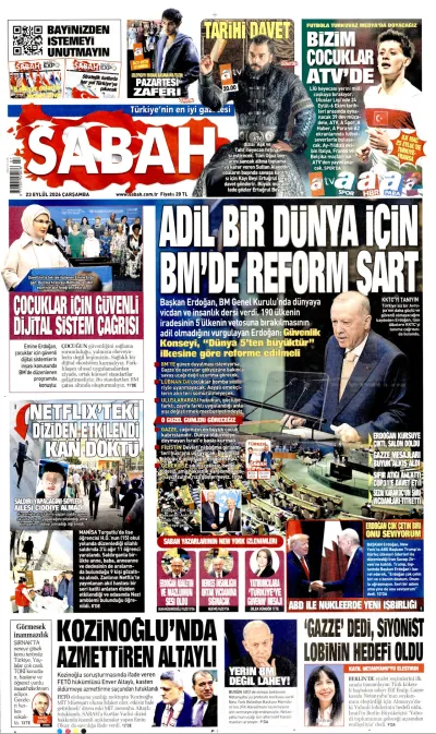 Sabah manşeti