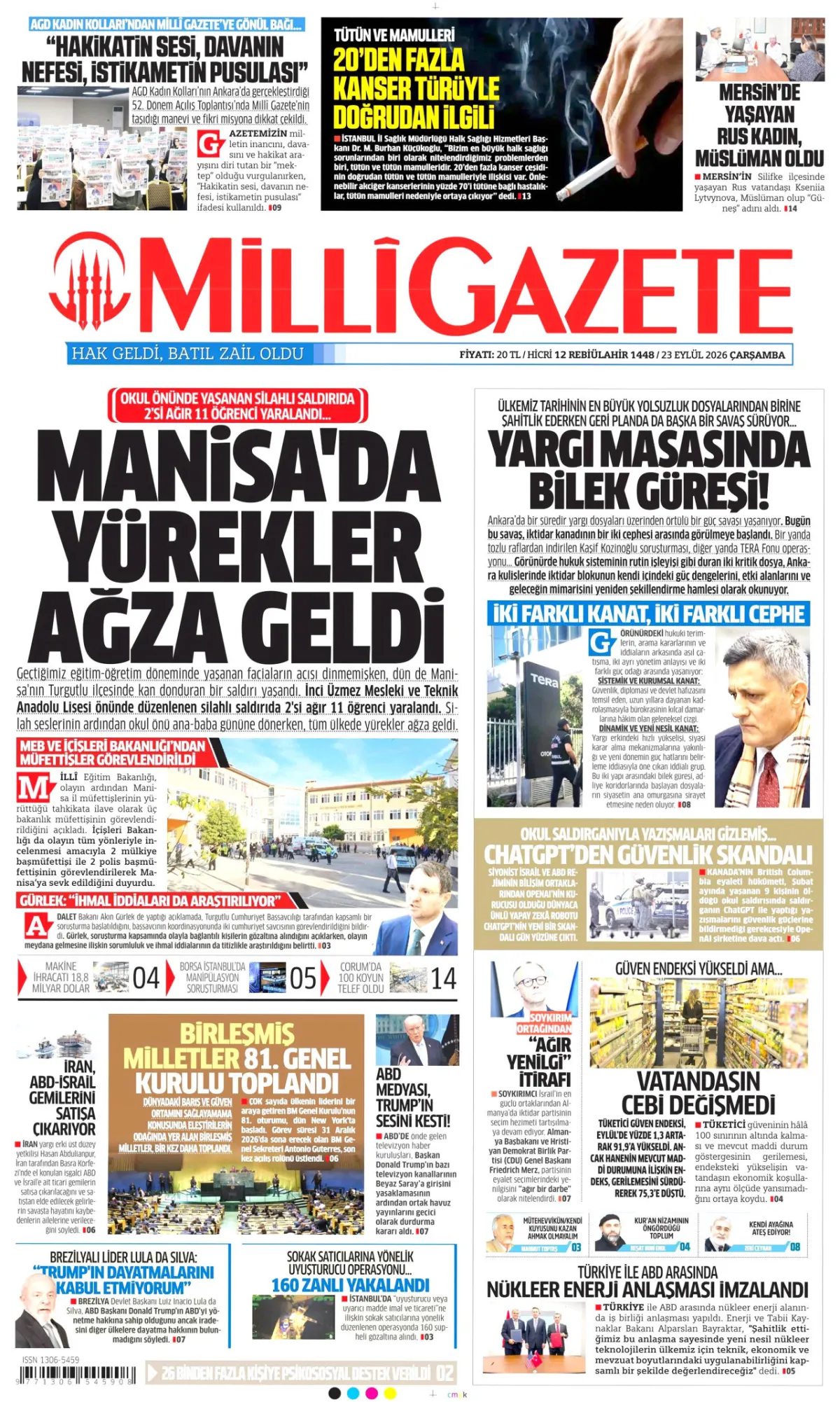Milli birinci sayfa manşeti (24 Eylül 2026)