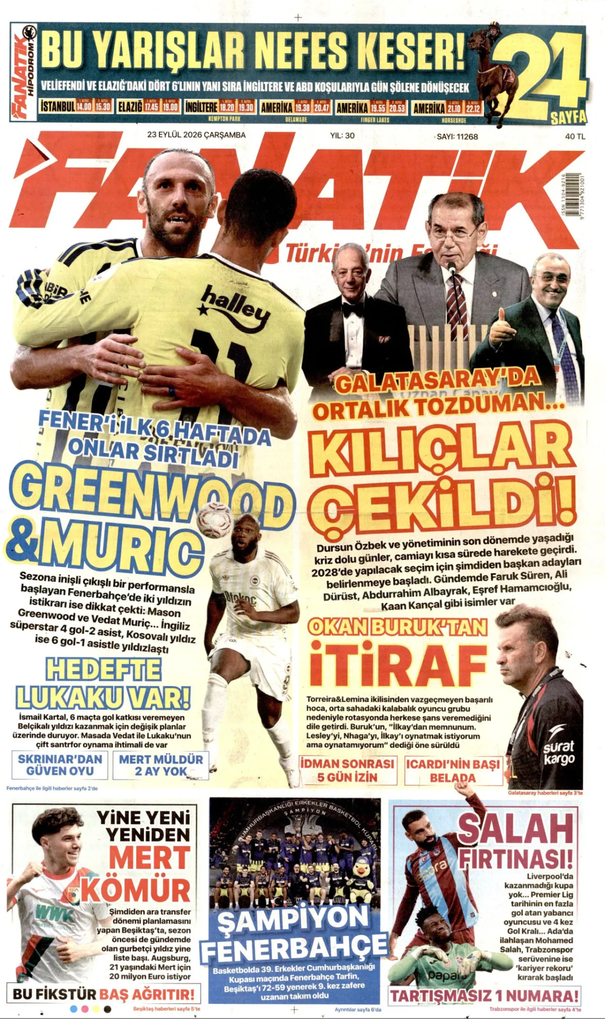 Fanatik birinci sayfa manşeti (24 Eylül 2026)