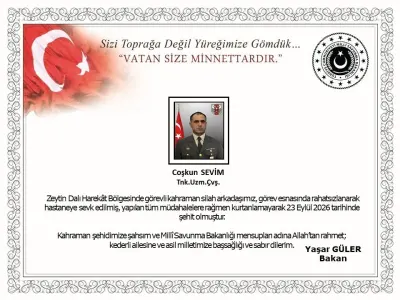 Bakan Güler'den Şehit Uzman Çavuş Coşkun Sevim İçin Başsağlığı Mesajı