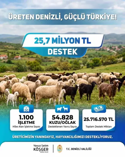 Küçükbaş Üreticilerine 25,7 Milyon Liralık Destek Ödemesi Hesaplara Yatırıldı